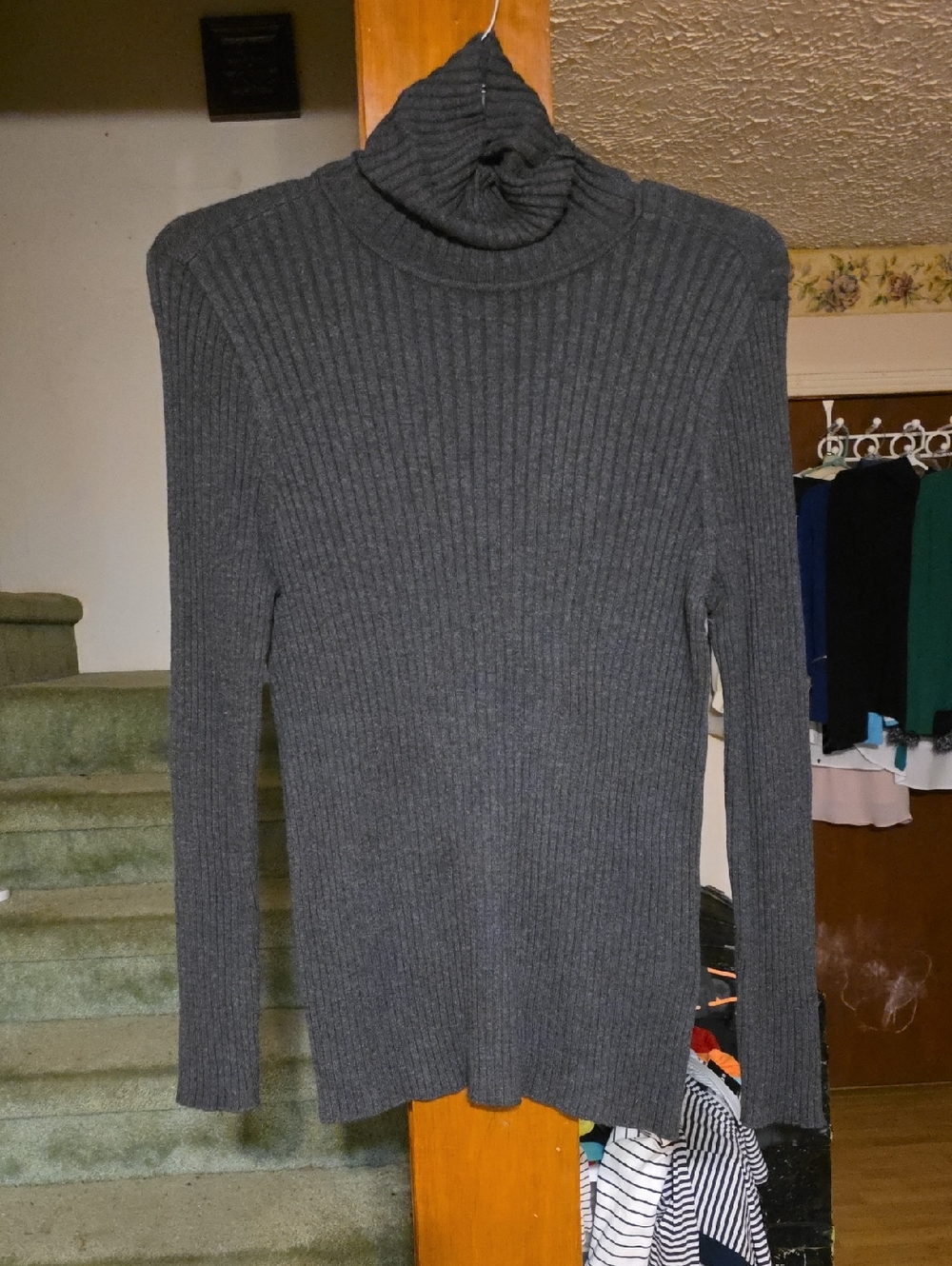 Chico's Dark Charcoal Ribbed Cardigan